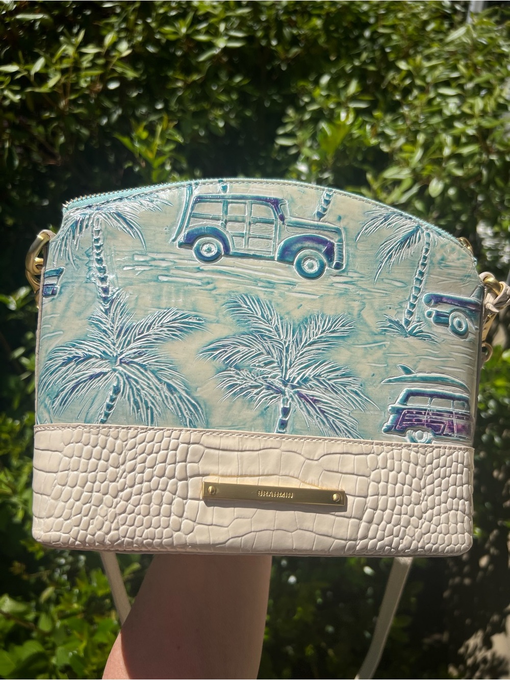 Brahmin Mini Duxbury Copa Cabana Crossbody Blue & Cream - Picture 2 of 11